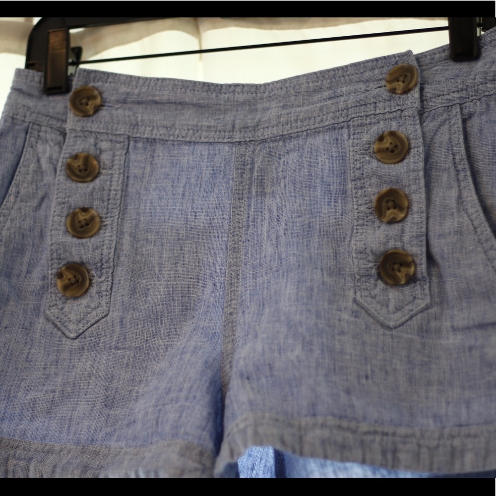 Express Blue Stripe With Front Buttons Shorts - image 1